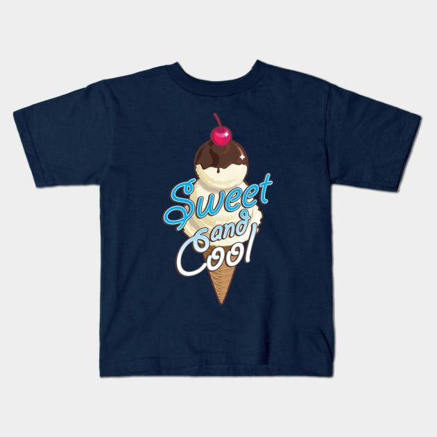 Sweet and cool ice cream cone with light blue Kids T-Shirt by goldengallery